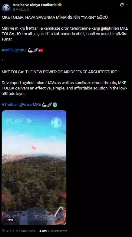 TOLGA Savunma Sistemi, İHA ve Kamikaze Dronları Etkisiz Hale Getirdi